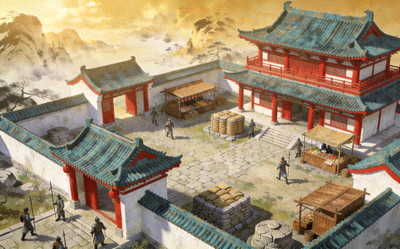 C7娱乐平台上一款中国风策略经营类游戏场景渲染图