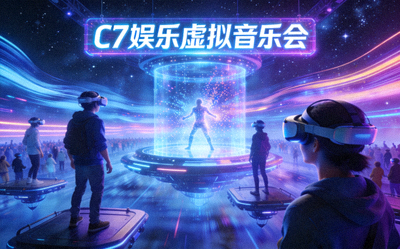 C7娱乐虚拟音乐会沉浸式体验场景 - 观众在虚拟空间中观看舞台表演